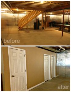 Before and after basement bath