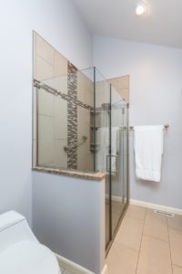 A side view of the new shower
