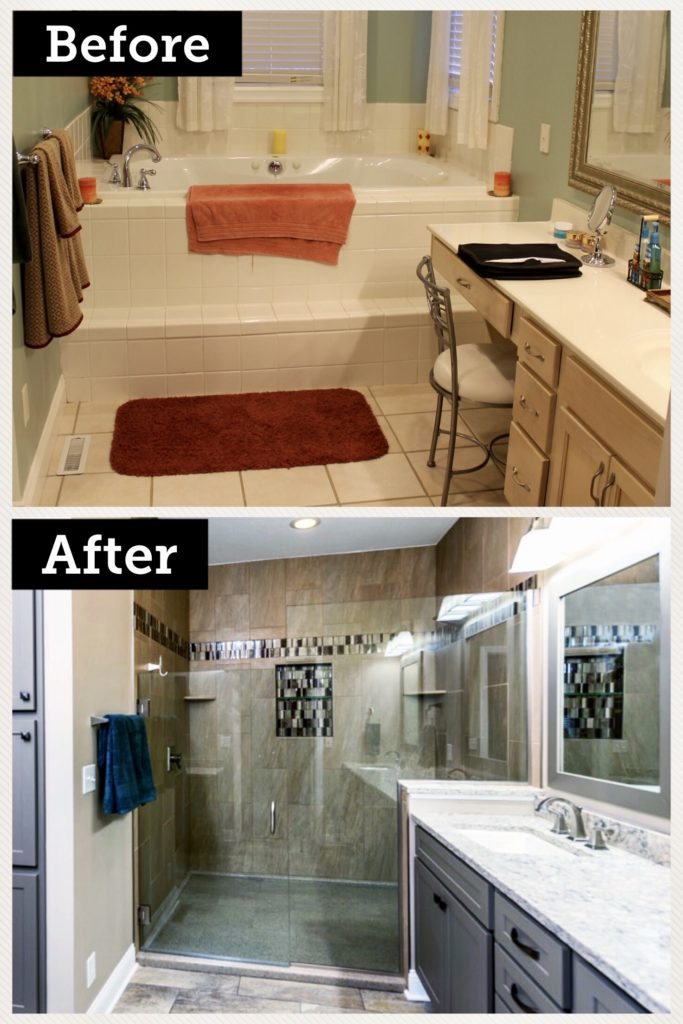 Before and after bathroom remodel