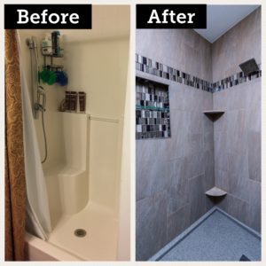 Old shower versus new shower