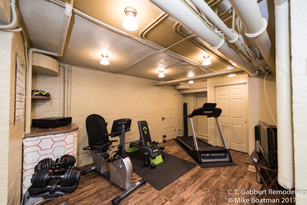 historic basement updated into a gym for personal home use