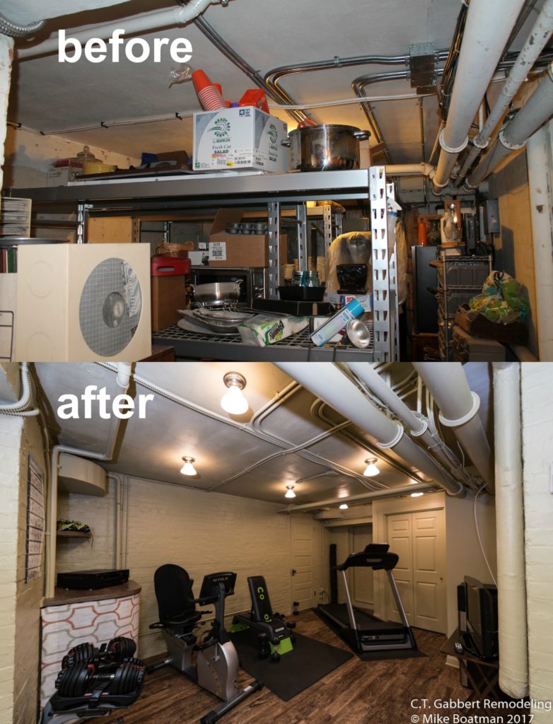 updated basement renovated into workout room
