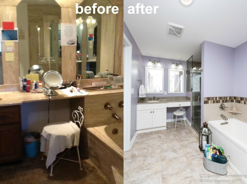 before and after bathroom suite remodel