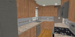 CAD rendering of kitchen remodel