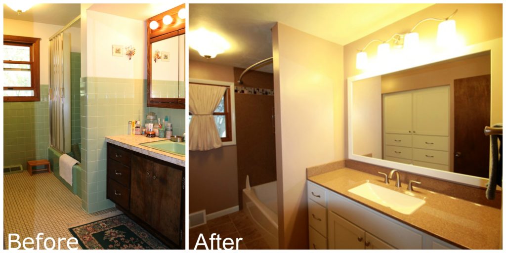 before and after of 1960s bathroom