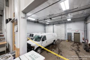 new garage and entry doors in main warehouse receiving area