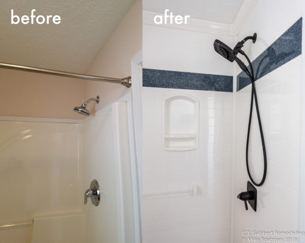 Before and after shower remodel