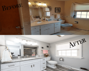 before and after of bathroom remodel
