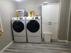 laundry room in remodeled bathroom